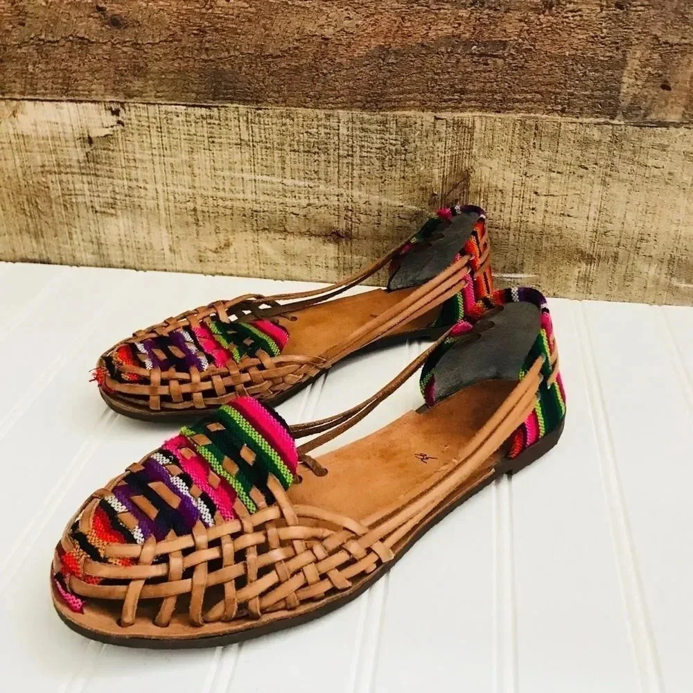 Huipil Leather Flats